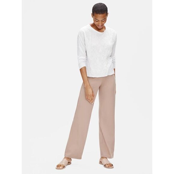 Eileen Fisher NWT Beige Straight Leg Pant Petite Medium PM $198 - Picture 1 of 9
